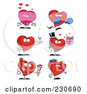 Royalty Free RF Clipart Illustration Of A Digital Collage Of Red And Pink Heart Characters 1