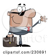Royalty Free RF Clipart Illustration Of A Friendly Black Businessman Wearing Shades And Waving