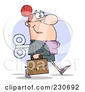 Poster, Art Print Of Windup White Businessman Walking With A Briefcase