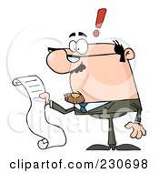 Royalty Free RF Clipart Illustration Of A Caucasian Businessman Reading A Long List Or Bill