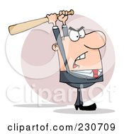 Royalty Free RF Clipart Illustration Of A White Business Man Holding A Bat Over His Head
