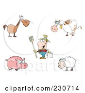 Poster, Art Print Of Digital Collage Of A Farmer And Livestock