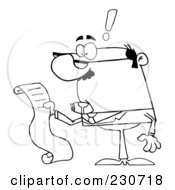 Royalty Free RF Clipart Illustration Of A Coloring Page Outline Of A Businessman Reading A Long List Or Bill