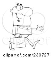 Royalty Free RF Clipart Illustration Of A Coloring Page Outline Of A Businessman Walking With His Hand Out