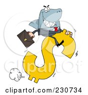 Shark Businessman Riding On A Hopping Dollar Symbol