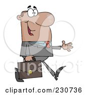 Royalty Free RF Clipart Illustration Of A Black Businessman Walking With His Hand Out