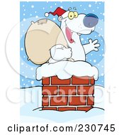 Poster, Art Print Of Christmas Santa Polar Bear In A Chimney - 3