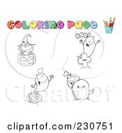 Poster, Art Print Of Digital Collage Of Halloween Character Coloring Page Outlines - 3