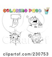 Poster, Art Print Of Digital Collage Of Halloween Character Coloring Page Outlines - 2
