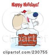 Poster, Art Print Of Happy Holidays Greeting Over A Christmas Santa Polar Bear In A Chimney