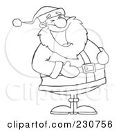 Royalty Free RF Clipart Illustration Of A Coloring Page Outline Of Santa Laughing 1