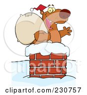 Royalty Free RF Clipart Illustration Of A Christmas Santa Bear In A Chimney 1