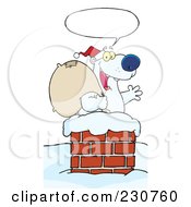 Poster, Art Print Of Christmas Santa Polar Bear In A Chimney - 2