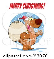 Royalty Free RF Clipart Illustration Of A Merry Christmas Greeting Over A Santa Bea