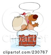 Royalty Free RF Clipart Illustration Of A Christmas Santa Bear In A Chimney 2