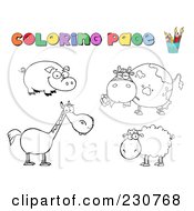 Royalty Free RF Clipart Illustration Of A Digital Collage Of Farm Animal Coloring Page Outlines
