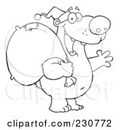 Royalty Free RF Clipart Illustration Of A Coloring Page Outline Of A Christmas Santa Bear