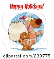 Poster, Art Print Of Happy Holidays Greeting Over A Santa Bear