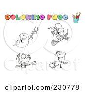 Poster, Art Print Of Digital Collage Of Halloween Character Coloring Page Outlines - 1