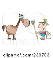 Poster, Art Print Of Happy Caucasian Farmer By A Horse