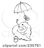 Poster, Art Print Of Coloring Page Outline Of A Leaf Holding An Umbrella