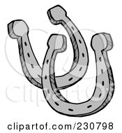 Royalty Free RF Clipart Illustration Of Two Metal Horseshoes