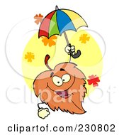 Poster, Art Print Of Happy Fall Leaf Holding An Umbrella