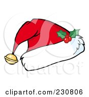 Royalty Free RF Clipart Illustration Of A Shiny Bell And Holly On A Santa Hat