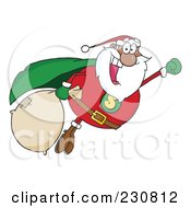 Poster, Art Print Of Black Santa Super Hero Flying - 1