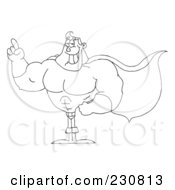 Poster, Art Print Of Coloring Page Outline Of A Super Hero Man Gesturing