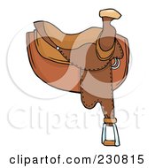 Royalty Free RF Clipart Illustration Of A Brown Leather Horse Saddle
