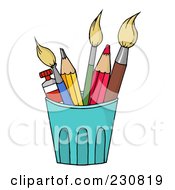 Poster, Art Print Of Cup Of Pencils And Paintbrushes