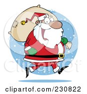 Poster, Art Print Of African Santa Clause Carrying A Sack Over A Snow Circle