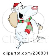 Christmas Polar Bear Carrying A Sack