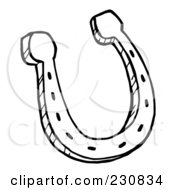 Royalty Free RF Clipart Illustration Of A Coloring Page Outline Of A Single Metal Horseshoe