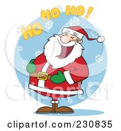 Royalty Free RF Clipart Illustration Of A Caucasian Santa Laughing With Ho Ho Ho Text 2