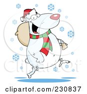 Poster, Art Print Of Christmas Polar Bear Carrying A Bag