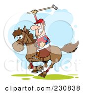 White Polo Player Holding Up A Stick