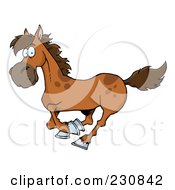 Royalty Free RF Clipart Illustration Of A Happy Brown Galloping Horse