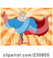Royalty Free RF Clipart Illustration Of A Caucasian Super Hero Man Gesturing Over Orange Rays by Hit Toon