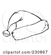 Royalty Free RF Clipart Illustration Of A Coloring Page Outline Of A Bell On A Santa Hat