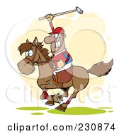 Poster, Art Print Of Hispanic Polo Player Holding Up A Stick