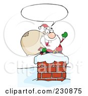 Royalty Free RF Clipart Illustration Of A Caucasian Santa In A Chimney And Waving 2