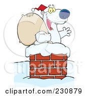 Christmas Santa Polar Bear In A Chimney - 1