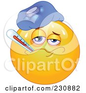Poster, Art Print Of Yellow Emoticon Sick With A Fever