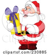 Poster, Art Print Of Santa Holding A Tall Christmas Gift