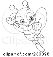 Poster, Art Print Of Coloring Page Outline Of A Happy Bee