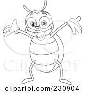 Royalty Free RF Clipart Illustration Of A Coloring Page Outline Of A Happy Beetle