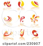 Royalty Free RF Clipart Illustration Of A Digtial Collage Of Orange And Yellow Logo Icons