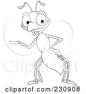 Royalty Free RF Clipart Illustration Of A Coloring Page Outline Of A Happy Ant